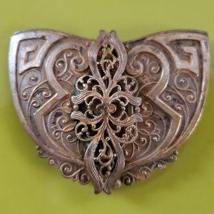 Antique Ornate Metal Sash Belt Buckle